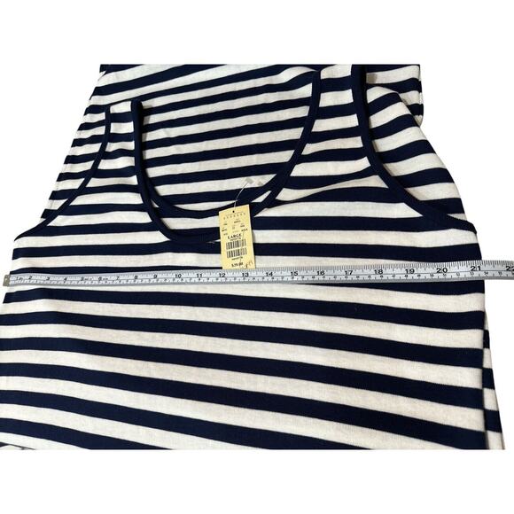 Vintage 90s Express Tricot - Navy striped sleeveless tank stretch midi dress,SzL - Picture 4 of 5